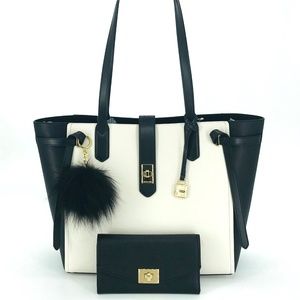 3PCS Michael Kors Cassie Large Tote Wallet Charms